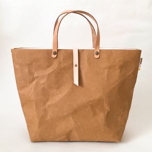 Borsa tote con chiusura PICCOLA: borsa tote in carta Tyvek e Kraft/borsa da mercato/borse/borsa per il pranzo/borsa della spesa/borsa lavabile ed ecologica