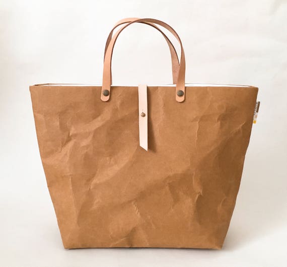 Tote Bag With Closure SMALL Tyvek and Kraft Paper Tote Etsy UK