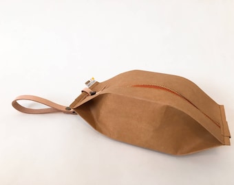 Snackpack : Kraft paper pouch bag/small bag/cosmetic bag/pencil case/purse/YKK zipper