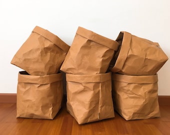 Cesta de almacenamiento de papel kraft lavable: organización ecológica del hogar