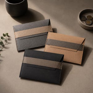 Kraft Paper Wallet Card Cases, Minimal Thin Design, 4.5 x 3.5 inch, Handmade