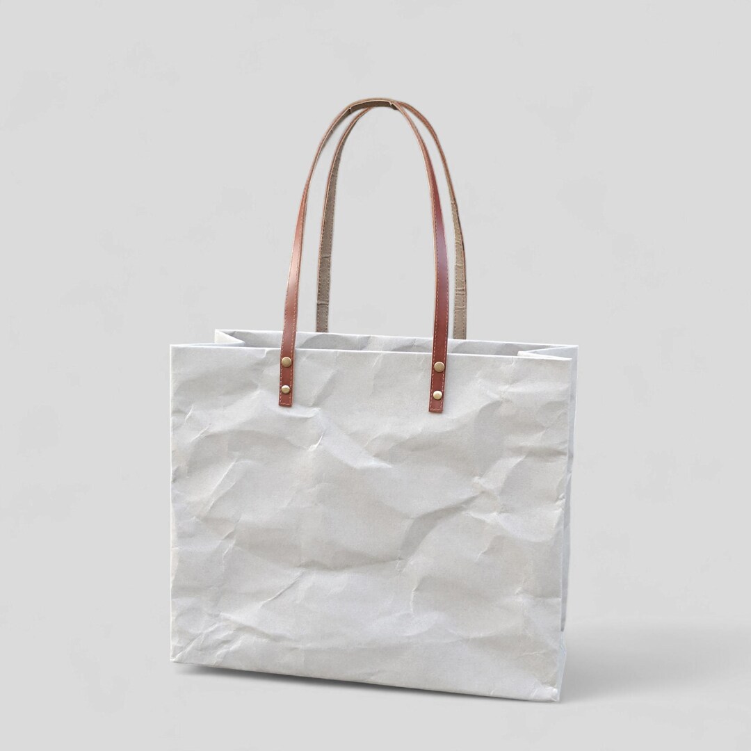 Washable Kraft Paper Shoulder Bag, 12 X 14.25 X 6 Inches