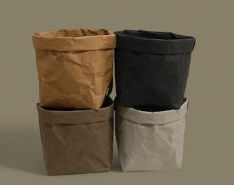 Cesta de almacenamiento de papel kraft: bolsa lavable para cocina/lavandería