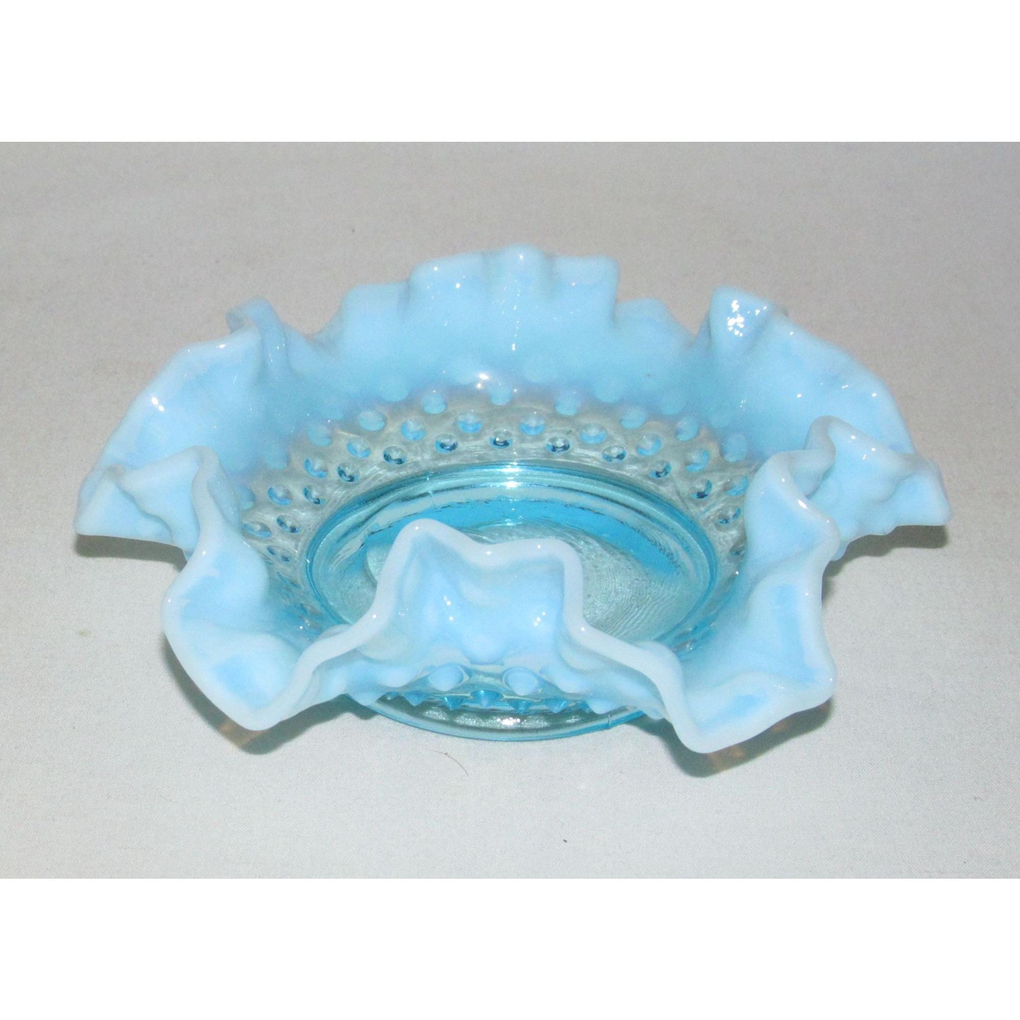 Fenton Art Glass HOBNAIL No.389/3926 Blue Opalescent Round Double