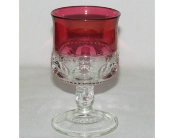Indiana Glass KINGS CROWN Ruby Stained Claret Wine Goblet