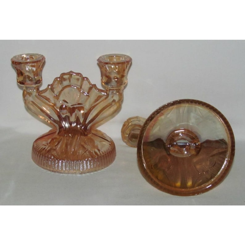 Glass IRIS AND HERRINGBONE Marigold Iridescent Pair Etsy