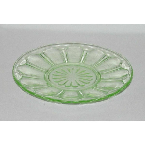 Hocking Glass COLONIAL Knife and Fork Green Bread and Butter Plate