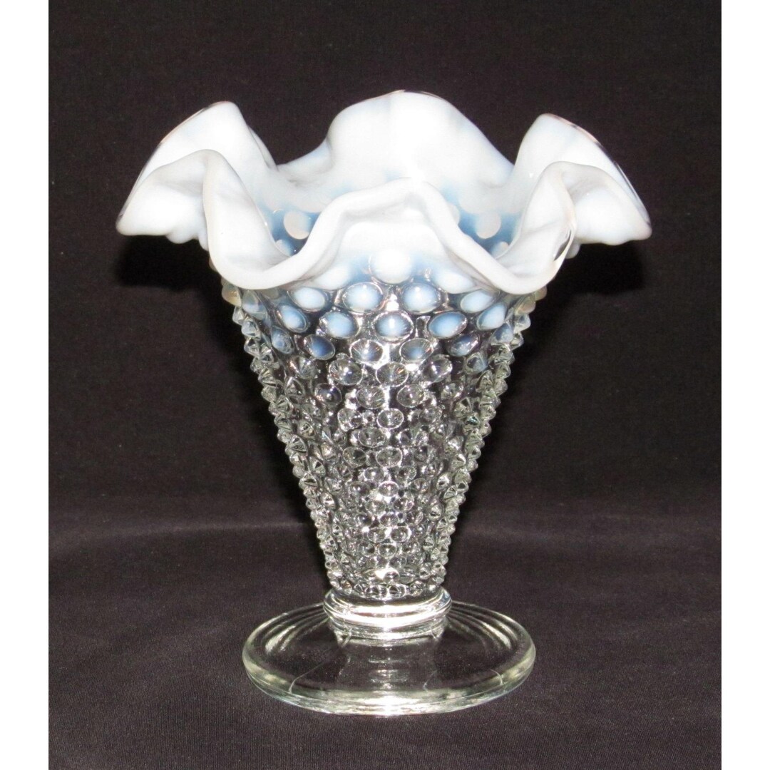 Fenton Art Glass HOBNAIL No.3952 White French Opalescent Small Double ...