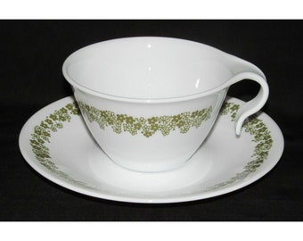 Corning Ware "Corelle" SPRING BLOSSOM "Crazy Daisy" Cup and Saucer (Hook Handle)