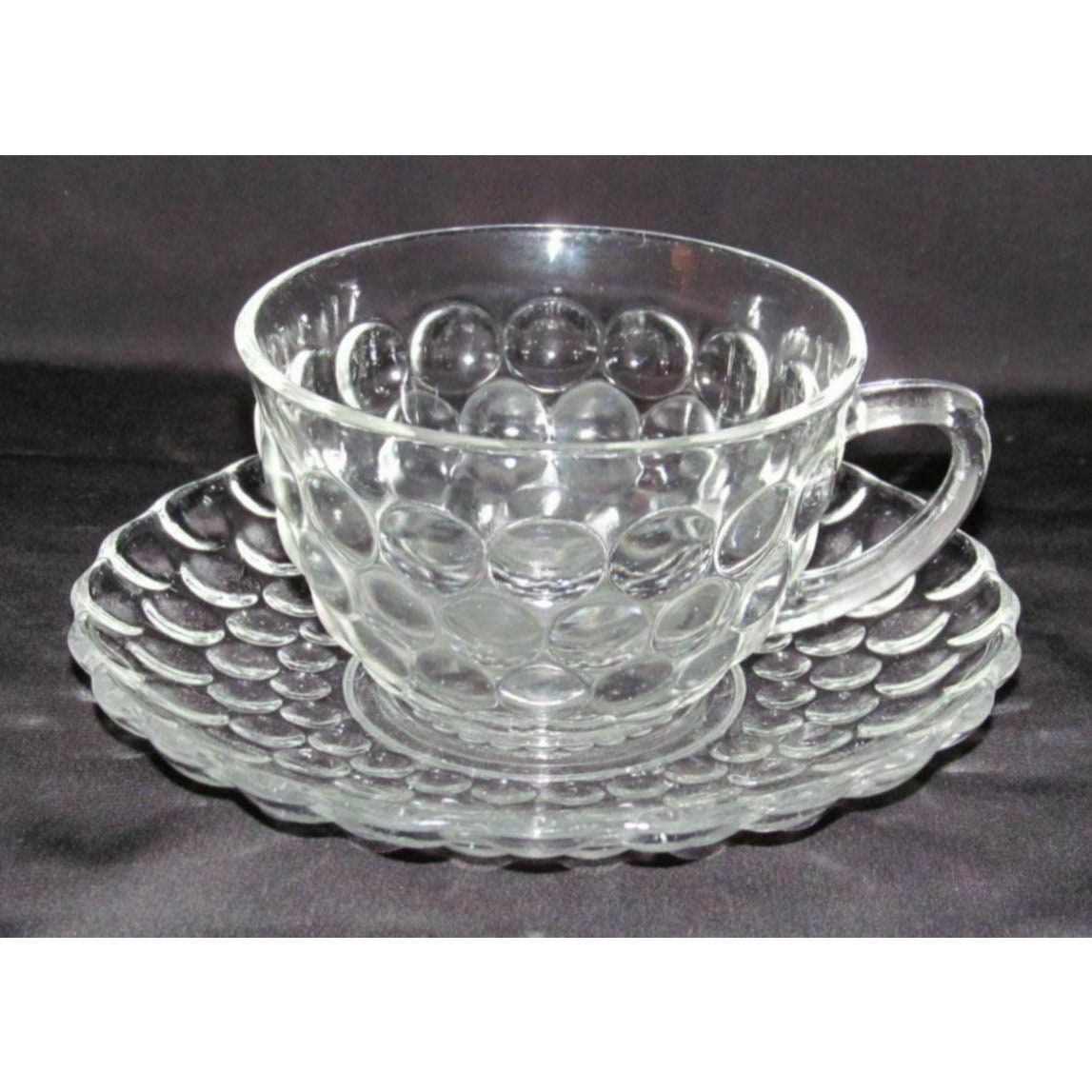 Anchor Hocking Glass BUBBLE Crystal Cup and Saucer Set - Etsy