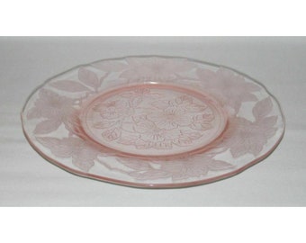 MacBeth Evans Glass DOGWOOD Pink Luncheon Plate