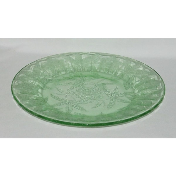 Green Glass Dinner Plates Etsy