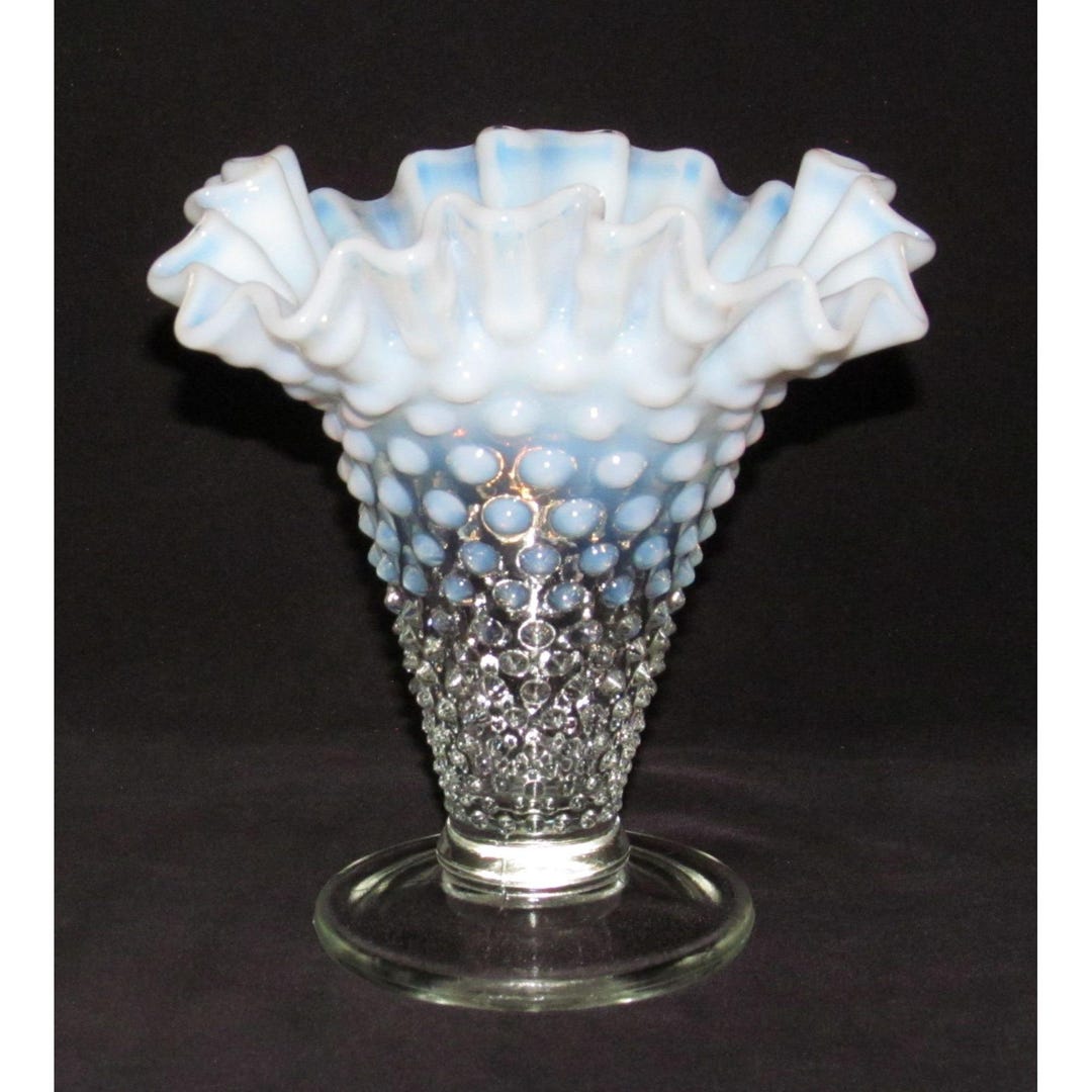 Fenton Art Glass HOBNAIL White French Opalescent Medium Double Crimped ...