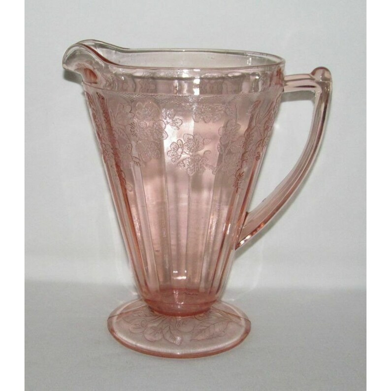 Jeannette Glass CHERRY BLOSSOM Pink Cone Footed PAT Water image 1