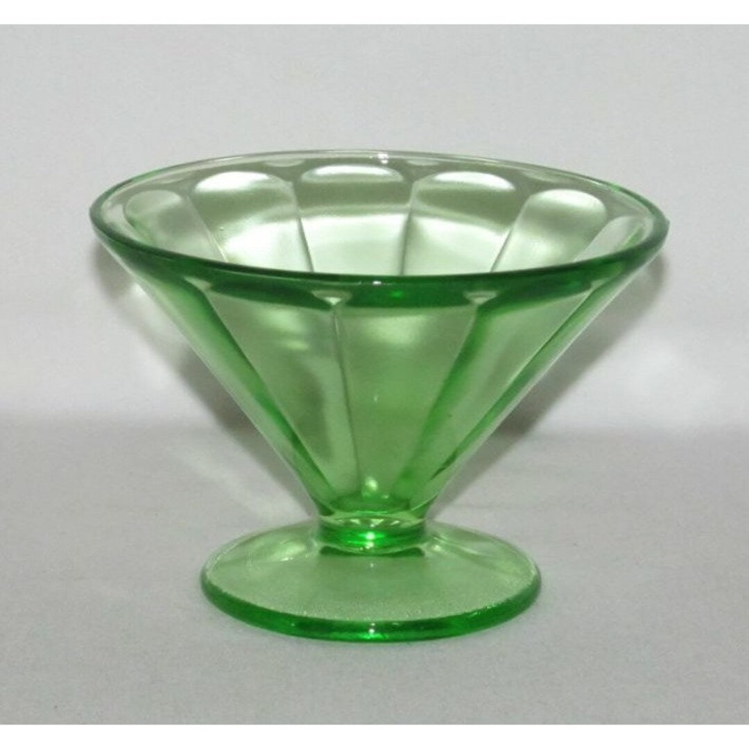 Federal Glass HOSTESS paneled Optic Green Low Etsy