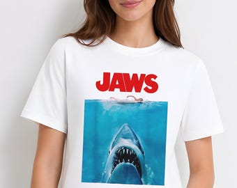 Jaws 50th Anniversary Retro Shark Sweatshirt, Movie Fan Gift, Cotton Graphic Tee
