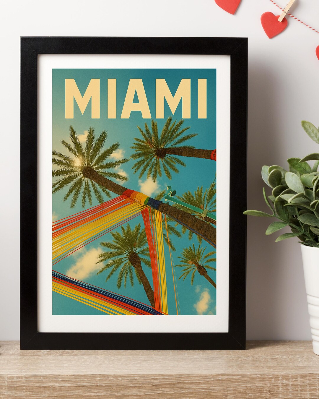 Miami Tree Posters Examples Miami Palm Trees Wall Art – Vibrant Beach City Poster – Retro Travel ...