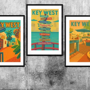 Key West Travel Poster Set – 8 Printable Wall Art Designs | Digital Download in 4 Sizes  | Vintage Florida Coastal Decor