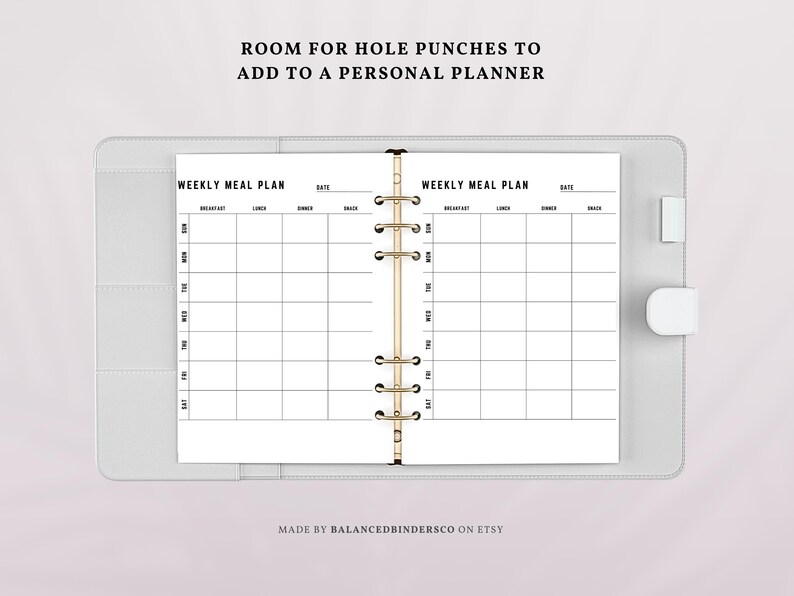 Weekly Meal Planner Printable PDF | Meal Prep Organizer Journal Insert ...