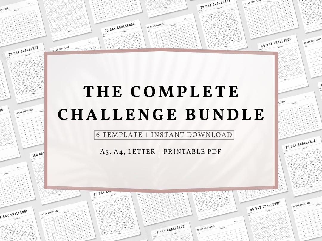 Complete Challenge Bundle Printable PDF | 30, 60, 90, 100 Day Planner ...