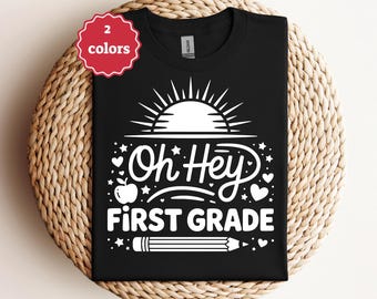 Oh hey first grade svg retro back to school first day of school quote shirt cricut cut file hello first grade png svg pdf sublimation