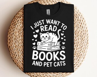 Ich will nur Bücher lesen und Haustierkatzen SVG PNG PDF Katzen und Bücher Liebhaber svg Katzen und Bücher svg Bücher und Katzen svg Bücherwurm Katzenbesitzer svg