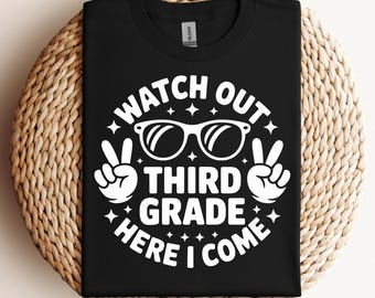 3e année SVG Png attention 3e année ici, je reviens Svg retour à l'école chemise d'étudiant Svg premier jour d'école fichier Svg Cricut