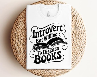 Introvert but Willing to Discuss Books Digital File Only Fun Book Lover Quote Design Gift for Readers Groovy Literary Vibes