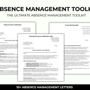 Absence Office Briefe Digital Download Bundle: Bearbeitbare Vorlagen, druckbare HR-Formulare, Absence Office Briefe