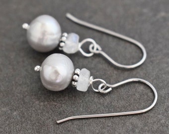 Moonstone and Pearl Earrings