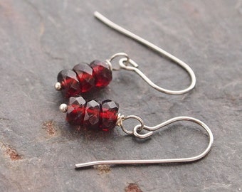 Garnet Earrings, Gemstone Earrings, January Birthstone
