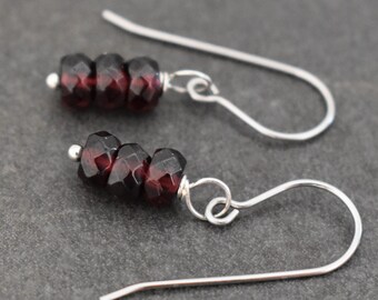 Garnet Earrings, Gemstone Earrings, January Birthstone