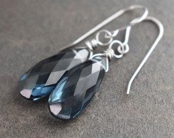London Blue Quartz Drop Earrings, Gemstone Earrings