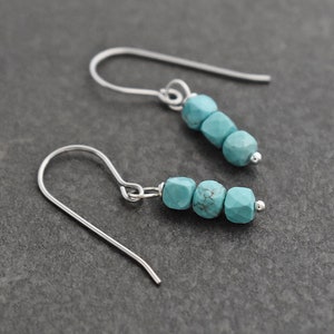 Turquoise Cube Earrings, Gemstone Earrings