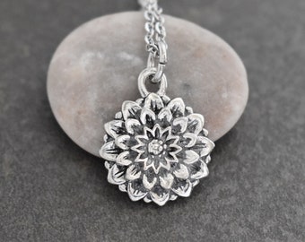Dahlia Necklace, Flower Necklace, Dahlia Jewelry, Dahlia Pendant, Gift for Her