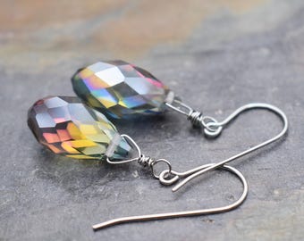 Mystic Quartz Drop Gemstone Earrings