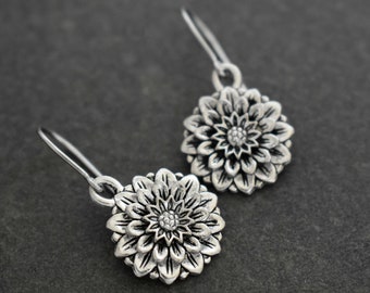 Dahlia Earrings, Flower Earrings, Flower lover Gift, Dahlia Jewelry, Flower Jewelry, Gift for Her