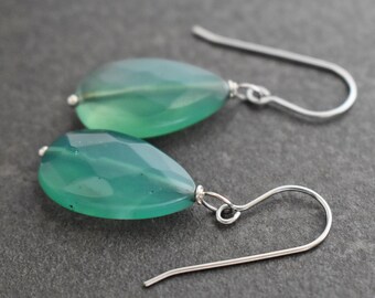 Green Agate Drop Earrings, Gemstone Earrings