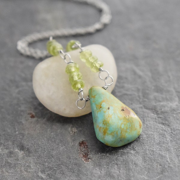 Peridot, Turquoise Drop Necklace