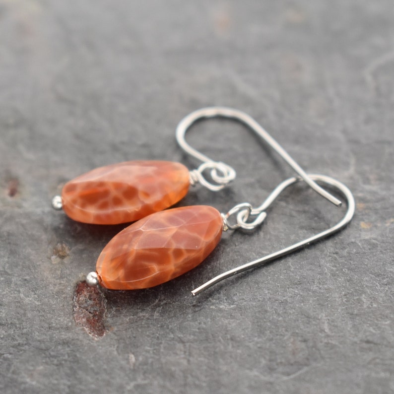 Fire Agate Gemstone Earrings image 1
