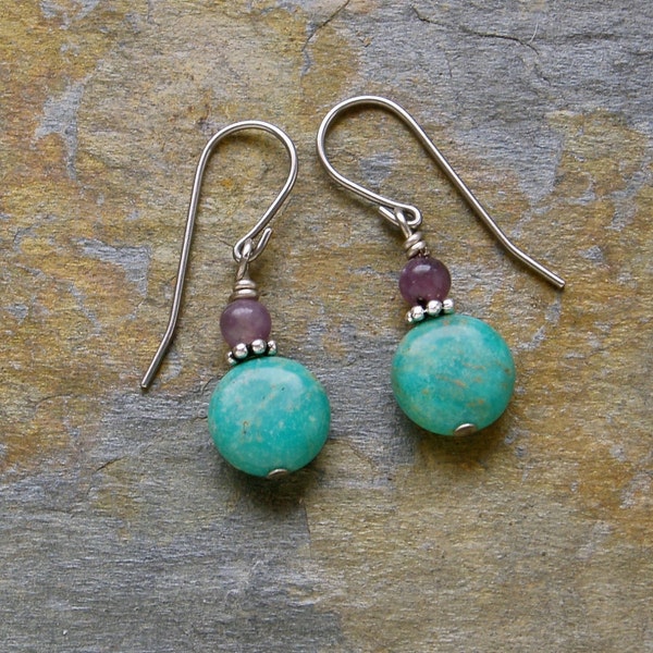 Lilac Jasper and Turquoise Earrings