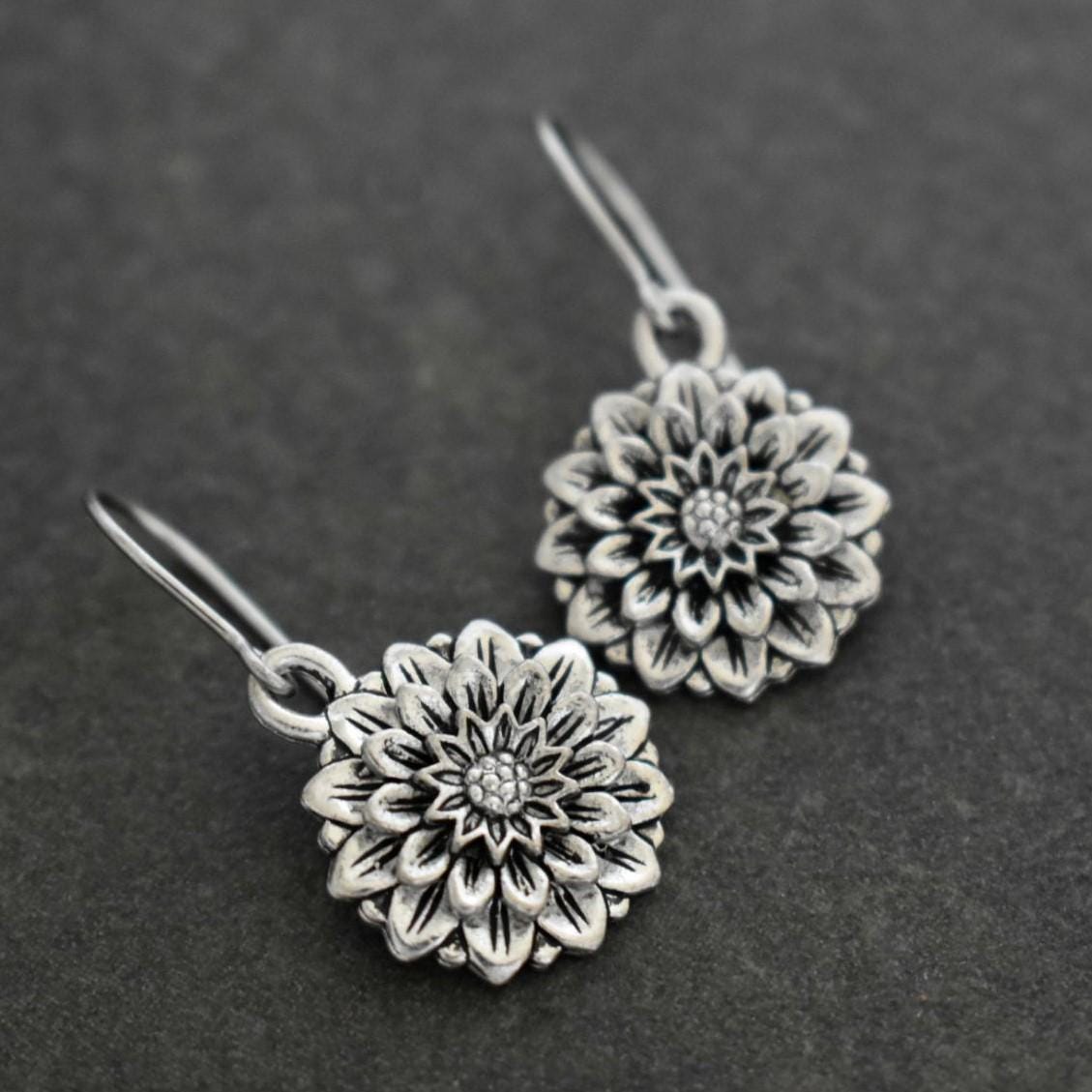 Dahlia Earrings, Flower Earrings, Flower Lover gift, Dahlia Jewelry, Gift for Her