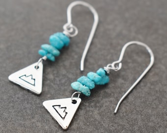 Mountain & Turquoise Earrings, Mountain Earrings, Colorado Earrings, Outdoors Lover Gift