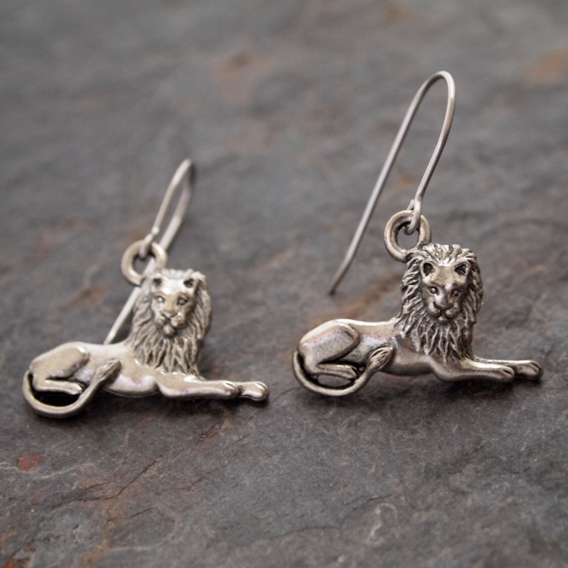 Silver lion earrings best sale
