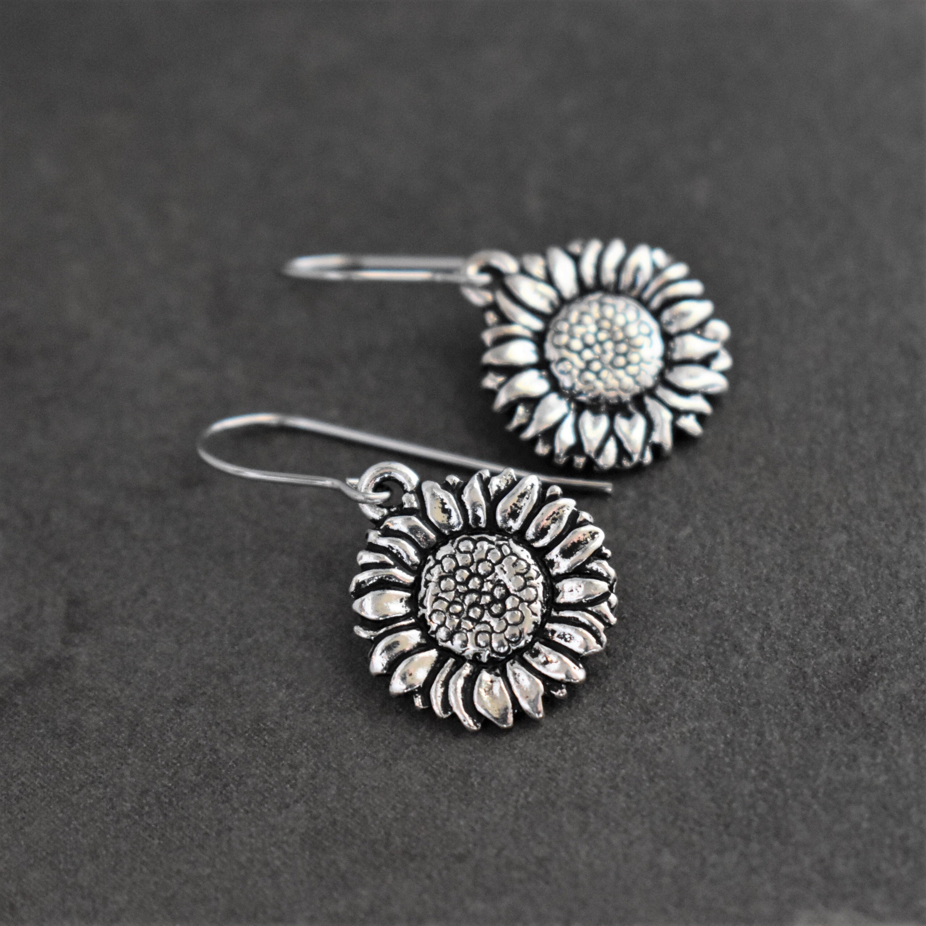 Sterling silver sunflower earrings deals