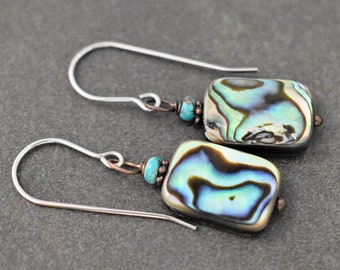 Turquoise and Abalone Shell Earrings