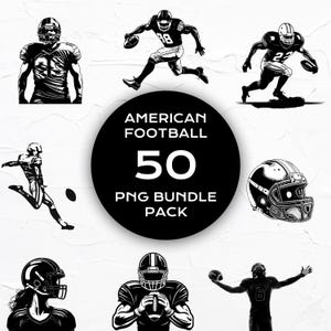 50 American Football PNG-Dateien Fitness Sport Fitness Charaktere Illustrationen Icons Zeichnungen Digital Art Bundle PNG