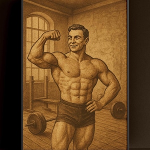 Vintage Gym Poster, Fitness Gifts for Him, Home Gym Decor, Gym Boy Gifts, Workout Poster, Bodybuilding and Weightlifting Gift, Gym Wall Art