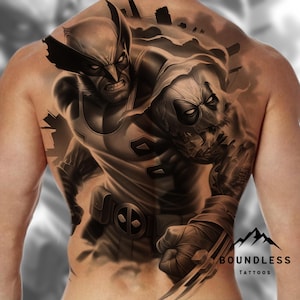 Wolverine Half Sleeve Tattoo Design – Black and Grey Realism Upper Arm Tattoo | Ready-to-Use Digital Download