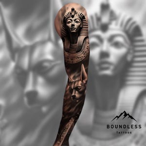 Full Arm Egyptian Pharaoh Tattoo Sleeve | Ancient Egypt Tattoo Design | Instant Digital Download